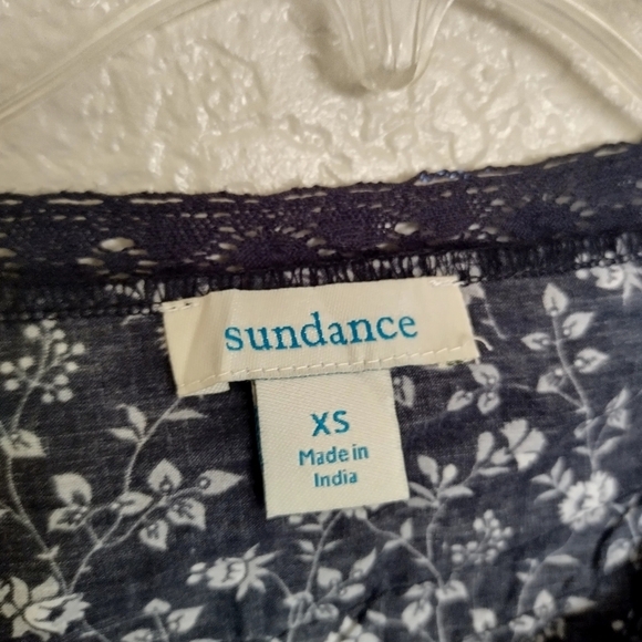 Sundance Alaina Top Black Gray Floral Cropped boho laced blouse sz Xs - Picture 6 of 9